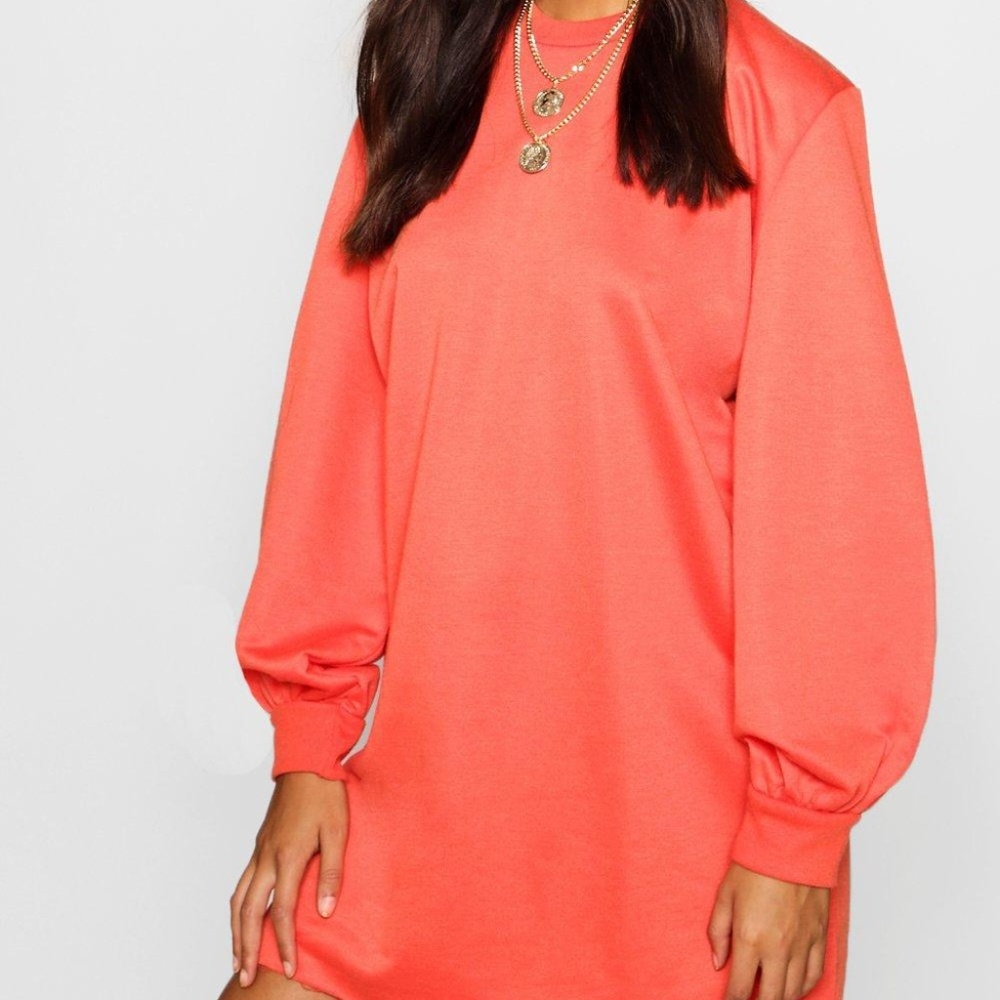 Balloon Sleeve Oversized Sweatshirt Dress